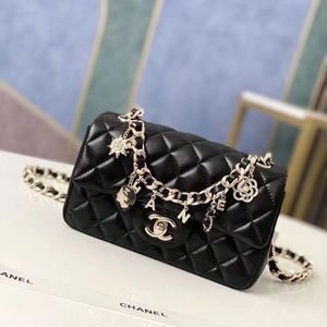 Chanel BLACK LAMBSKIN COCO CHARMS FLAP MINI